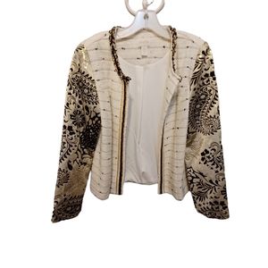 Chicos Versailles floral metallic wool blend blazer size o chicos small